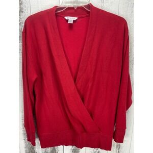 Athleta Red Tencel Modal Blend Wrap Sweatshirt Long Sleeve Athleisure Womens M